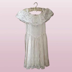 Gunne Sax Jessica McClintock White Lace Off-Shoulder Fairy Dress